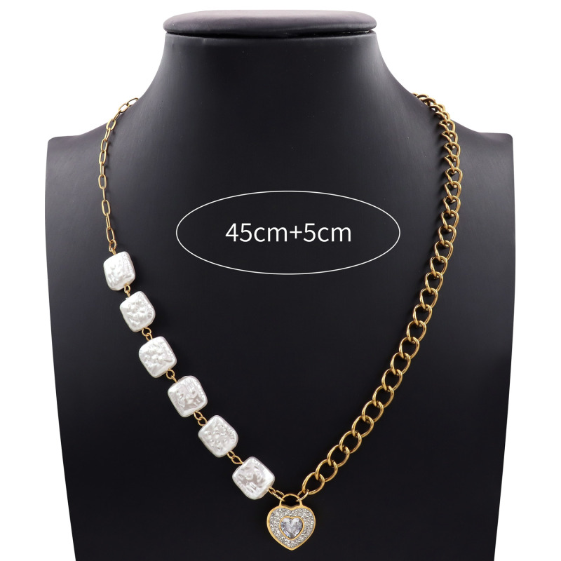 Creative Full Zircon Stainless Steel Jewelry Heart-Shape Rhinestone Fashionable Shell Neclace Jewelry