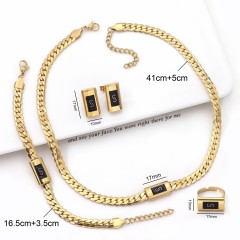 Conjuntos De Joyeria Minimalist Smooth Square S Shaped Stud Earrings Necklace Ring Jewelry Set Joyera De Acero Inoxidable