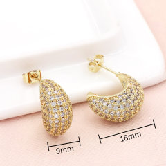 New Design Micro Pave Moon Copper Stud Earrings Fashion Jewelry For Ladies