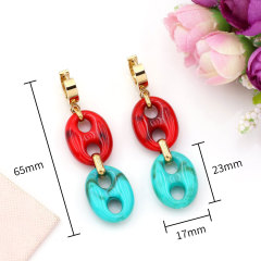 Trendy Hypoallergenic 18K Gold Plated Stainless Steel Resin Pig Nose Buckle Stud Earrings Daily Wear Women