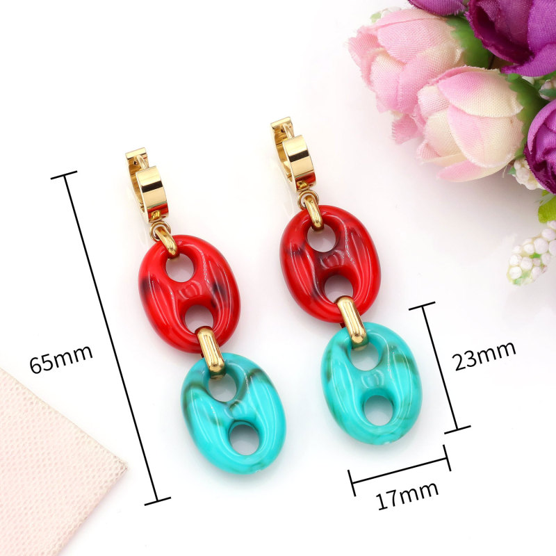 Trendy Hypoallergenic 18K Gold Plated Stainless Steel Resin Pig Nose Buckle Stud Earrings Daily Wear Women