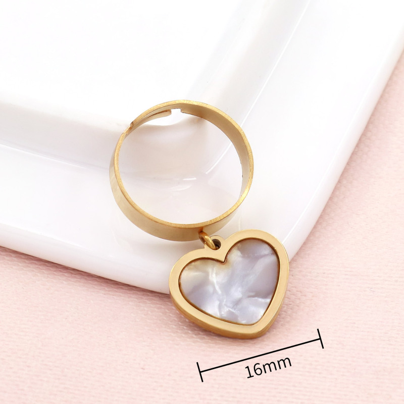 Simple Style White Black Heart Charm Women Vintage Rock Style Wholesale Cuff Ring