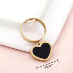 Simple Style White Black Heart Charm Women Vintage Rock Style Wholesale Cuff Ring