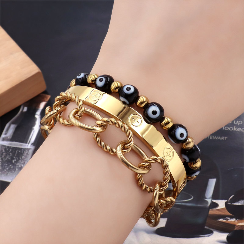 Unisex Stainless Steel Bracelet  Luxuryable  Designs Wedding Party Gifts Cross Nail  Buckle Bangle