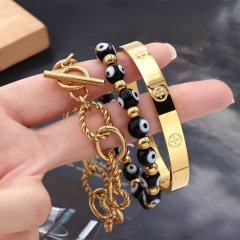 Unisex Stainless Steel Bracelet  Luxuryable  Designs Wedding Party Gifts Cross Nail  Buckle Bangle