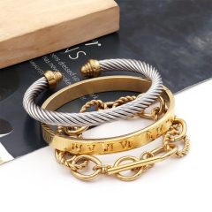 Unisex Stainless Steel Bracelet  Luxuryable  Designs Wedding Party Gifts Cross Nail  Buckle Bangle