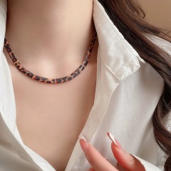 Stainless Steel Leopard Print Simple Exaggerated Retro Temperament Hip-hop Snake Chain Necklace Fashion Jewelry Mexico