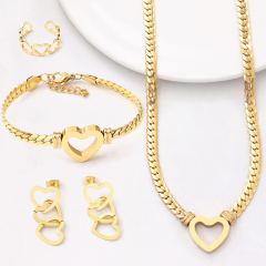 Loving Heart Necklace Snake Chain Women Stainless Steel Non Fading Collar 4pcs Chain Jewelry Set Joyera De Acero Inoxidable