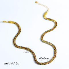 Stainless Steel Leopard Print Simple Exaggerated Retro Temperament Hip-hop Snake Chain Necklace Fashion Jewelry Mexico