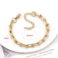 U-shaped Chain Bracelet Necklace Set Stainless Steel 18K Gold Simple Clavicle Chain Bracelet