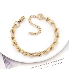 U-shaped Chain Bracelet Necklace Set Stainless Steel 18K Gold Simple Clavicle Chain Bracelet