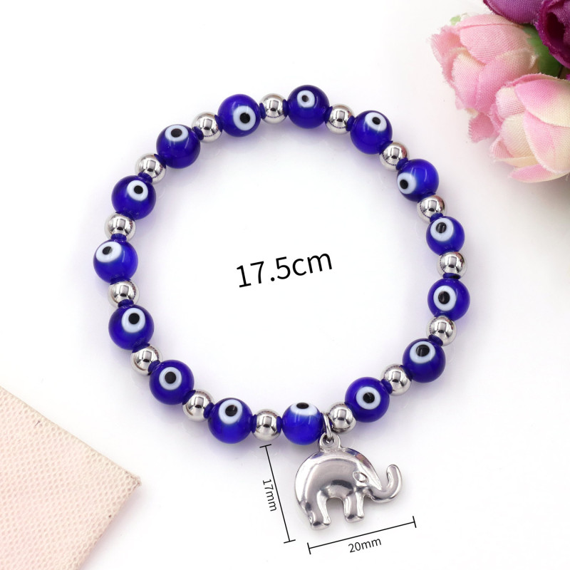 Fashion Natural Gemstone Eyes Pearl Beaded Bracelet Elephant Heart Starfish Charm Pendant Bracelet Jewelry Gift Wholesale