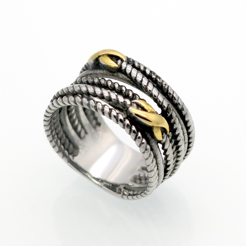 Vintage Multi-Layer Twisted Heart Statement Ring Stainless Steel  Unisex Luxury Chunky Band