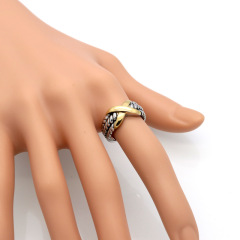 Stainless Steel Custom America Style Oxidized Adjustable Size Infinity X Ring