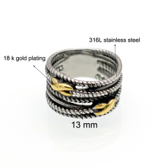 Vintage Multi-Layer Twisted Heart Statement Ring Stainless Steel  Unisex Luxury Chunky Band