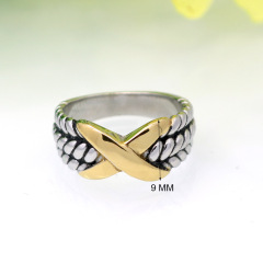 Stainless Steel Custom America Style Oxidized Adjustable Size Infinity X Ring