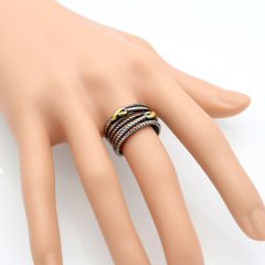 Vintage Multi-Layer Twisted Heart Statement Ring Stainless Steel  Unisex Luxury Chunky Band