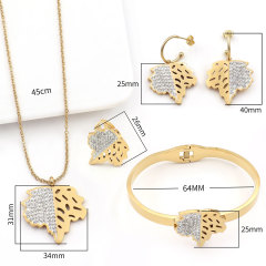 Stainless Steel White Black Leaf 4pcs Jewlery Sets