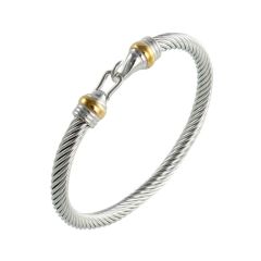 Bahamas Jewelry Stainless Steel Open Cable Wire Bangles Bracelets for Women Inspired Jewelry Ladies Silver Cuff Bangle