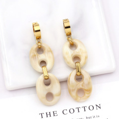 Trendy Hypoallergenic 18K Gold Plated Stainless Steel Resin Pig Nose Buckle Stud Earrings Daily Wear Women