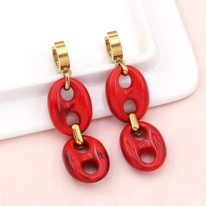 Trendy Hypoallergenic 18K Gold Plated Stainless Steel Resin Pig Nose Buckle Stud Earrings Daily Wear Women
