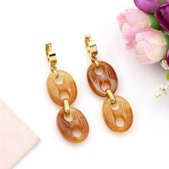 Trendy Hypoallergenic 18K Gold Plated Stainless Steel Resin Pig Nose Buckle Stud Earrings Daily Wear Women