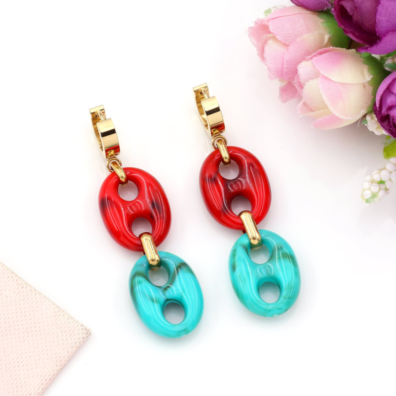 Trendy Hypoallergenic 18K Gold Plated Stainless Steel Resin Pig Nose Buckle Stud Earrings Daily Wear Women