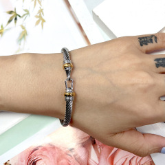 Bahamas Jewelry Stainless Steel Open Cable Wire Bangles Bracelets for Women Inspired Jewelry Ladies Silver Cuff Bangle