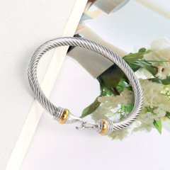 Bahamas Jewelry Stainless Steel Open Cable Wire Bangles Bracelets for Women Inspired Jewelry Ladies Silver Cuff Bangle
