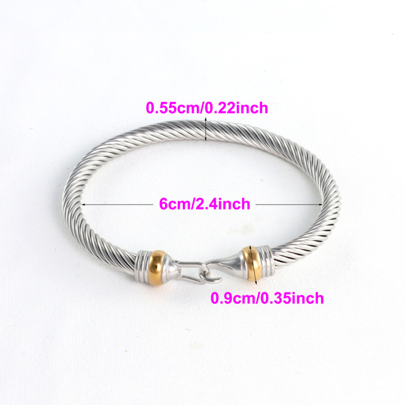 Bahamas Jewelry Stainless Steel Open Cable Wire Bangles Bracelets for Women Inspired Jewelry Ladies Silver Cuff Bangle