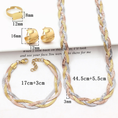 Hip Hop Cuban Mix Color Lock Chain Charm Choker Necklace China Stainless Steel Link Chain Necklace 4pcs Jewelry Set