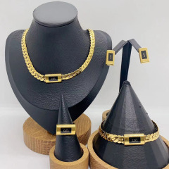 Conjuntos De Joyeria Minimalist Smooth Square S Shaped Stud Earrings Necklace Ring Jewelry Set Joyera De Acero Inoxidable