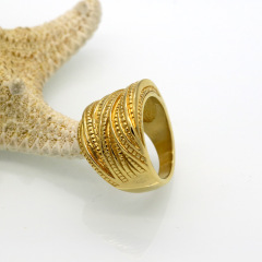 Fashion Female Stainless Steel Jewelry Gold Color Multilayer Wedding Rings