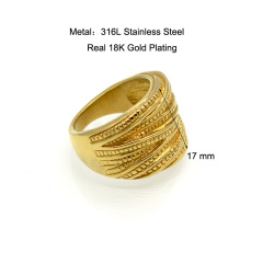 Fashion Female Stainless Steel Jewelry Gold Color Multilayer Wedding Rings