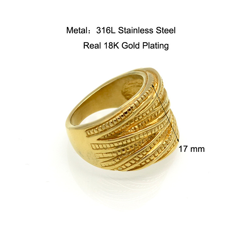 Fashion Female Stainless Steel Jewelry Gold Color Multilayer Wedding Rings