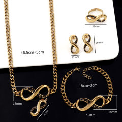 Ethiopia Gold Plated Bridal Jewelry Infinity Vintage Adjustable Bangle Ring Jewelry Set for Women Wedding Party