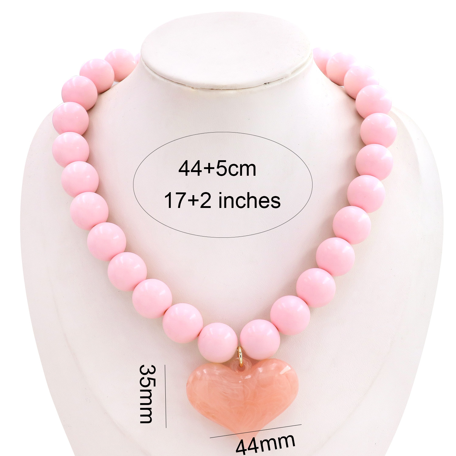 Colorful Beaded Heart Pendant Necklace Handmade Resin Acrylic Brass Beads Daily Commute Clavicle Chain Everyday Accessory
