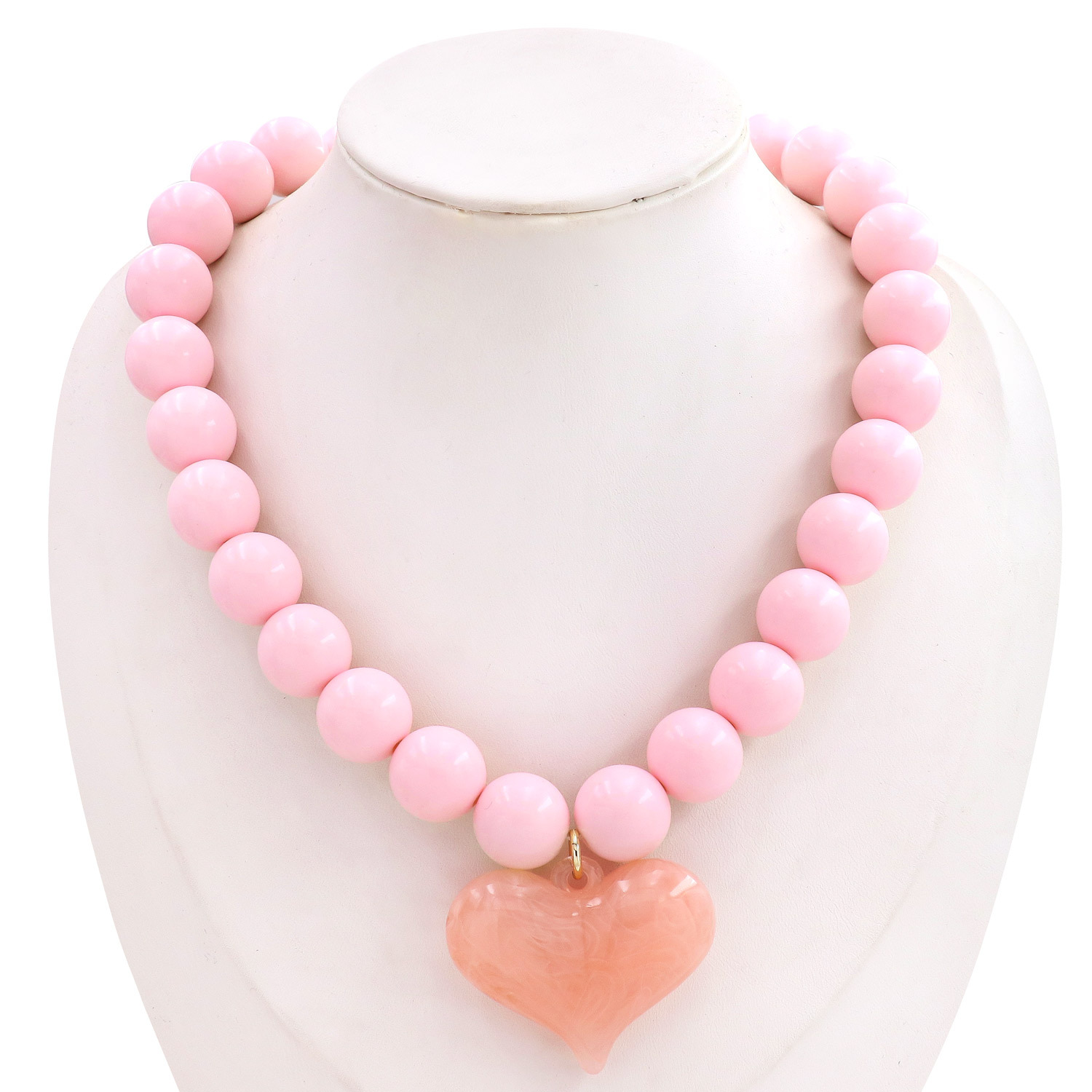 Colorful Beaded Heart Pendant Necklace Handmade Resin Acrylic Brass Beads Daily Commute Clavicle Chain Everyday Accessory