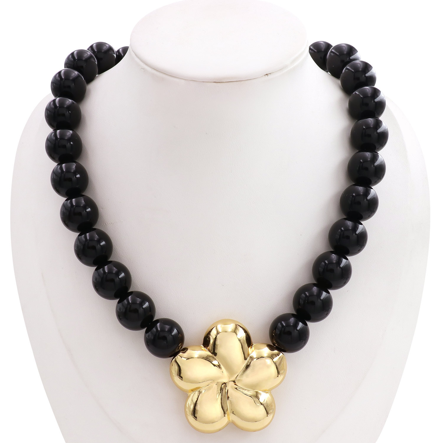 15mm Bead Exaggerated-style Gold-gloss Flower Pendant Colorful Contrast Beads Acrylic Beaded Bracelet Necklace Women's Leisure Fashion