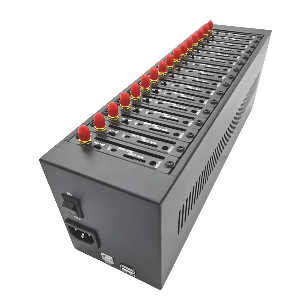 YX 2G M26 GSM 16 Ports Fast Speed Modem Free software SMS Caster Deliverer IMEI Change UART USSD AT Command System Router