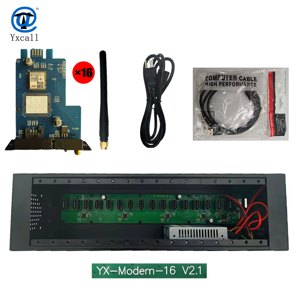 YX 2G M26 GSM 16 Ports Fast Speed Modem Free software SMS Caster Deliverer IMEI Change UART USSD AT Command System Router