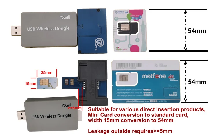 Standard card conversion IC card, 2FF mini sim conversion 1FF, small card convert big card 15mm*25mm to 54mm*85mm