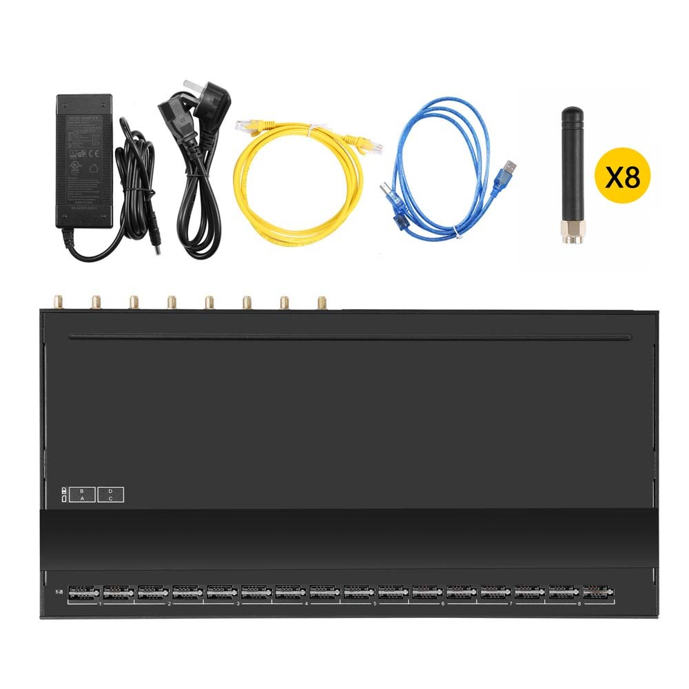 2G GSM 8 SIP Voice 32 SIM Wireless Modem, Support SMPP Http API Data Analysis And SMS Notification System Gateway