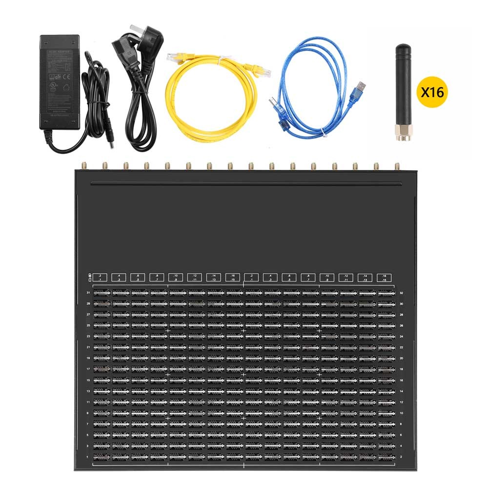 2G 16 Port MoIP Gateway 512 SIM GSM Gateway Sim Box Support SMS/ MMS