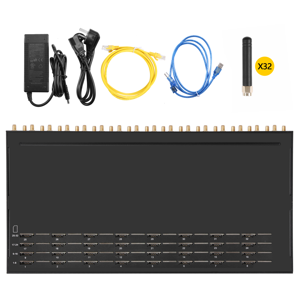 YX 32 Ports 2G/4G LTE VoIP GSM Gateway for 32/128/256/512 Sim Support Bulk SMS and Voice Call GOIP Gateway