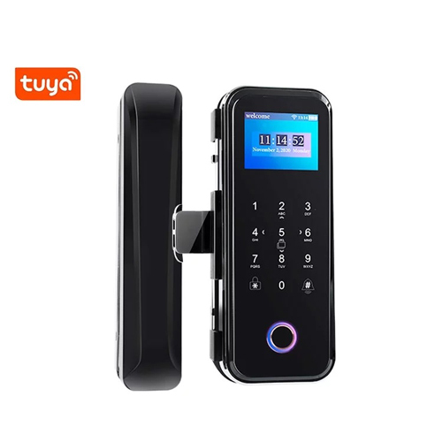 G500S Tuya App Fingerprint Glass Door Lock with Large LCD Display