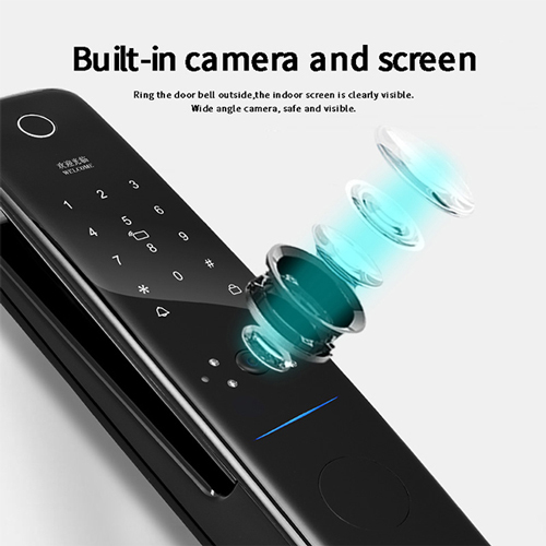 D5 Tuya smart phone app digital door lock with camera and doorbell