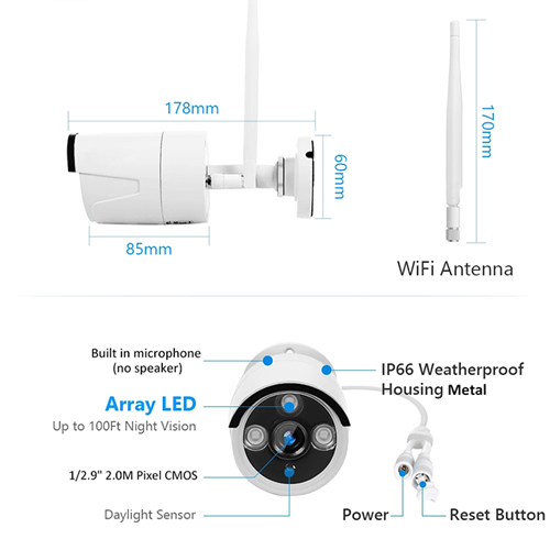 TK7204W TUYA wifi 4CH wireless nvr camera kit