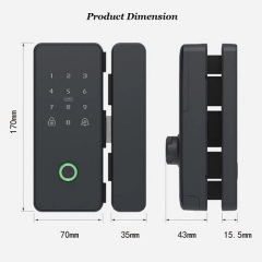 Tuya App Digital keyless biometric fingerprint keypad sliding smart glass door lock