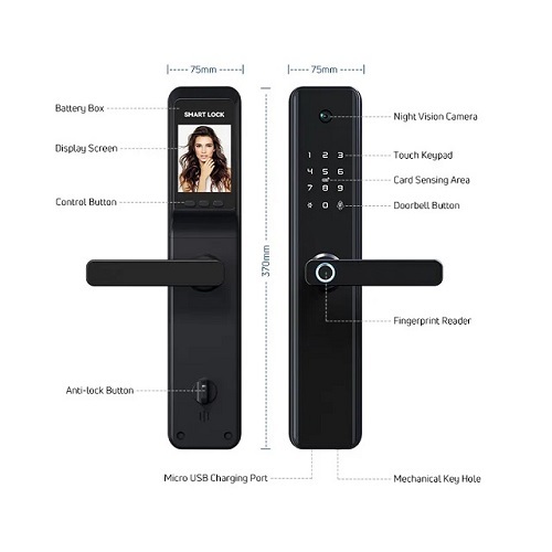 FL-H11C Smart App Fingerprint Semi-automatic Door Lock with LCD Display